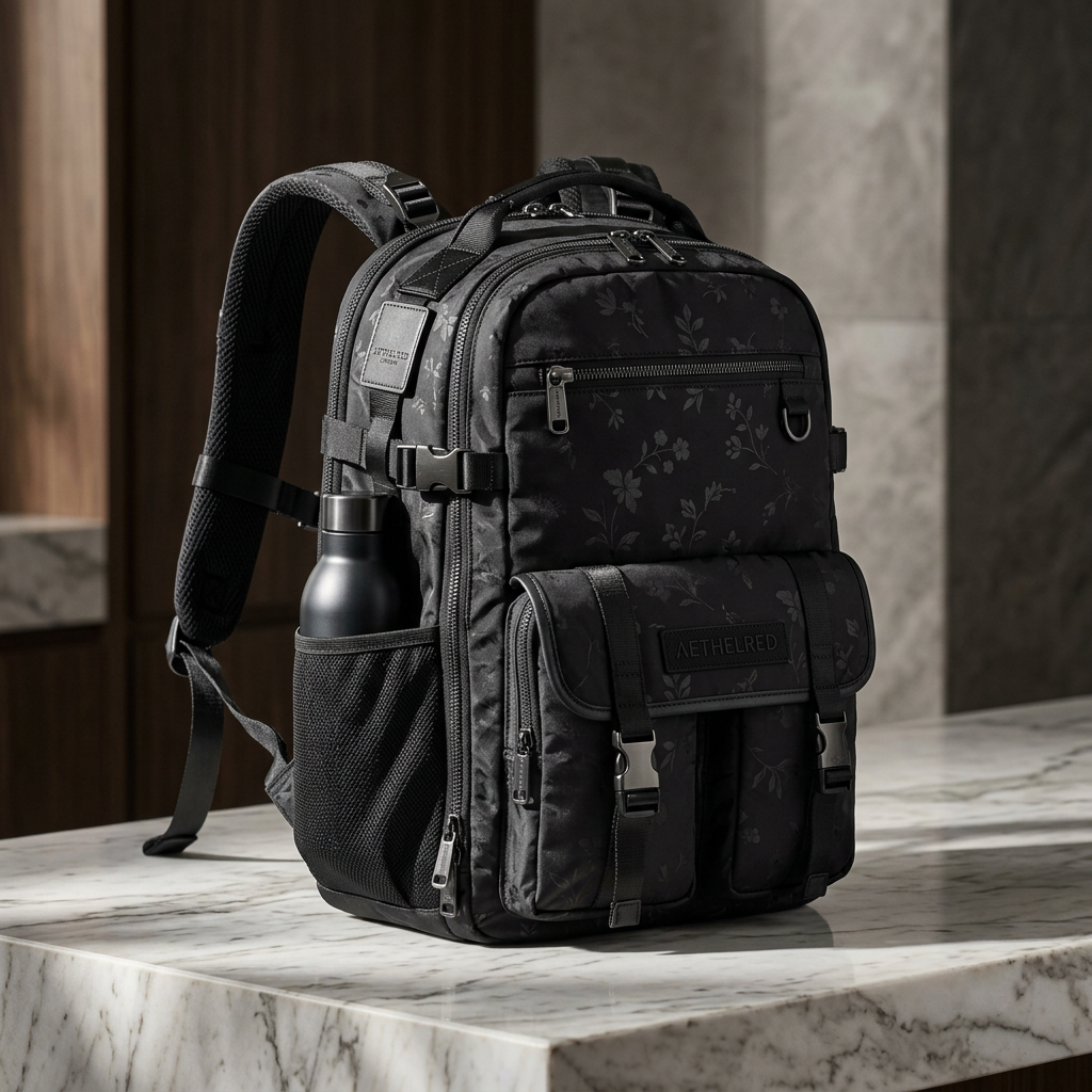 Atelier Noir Cargo Backpack | Luxury Floral Print Premium Bag