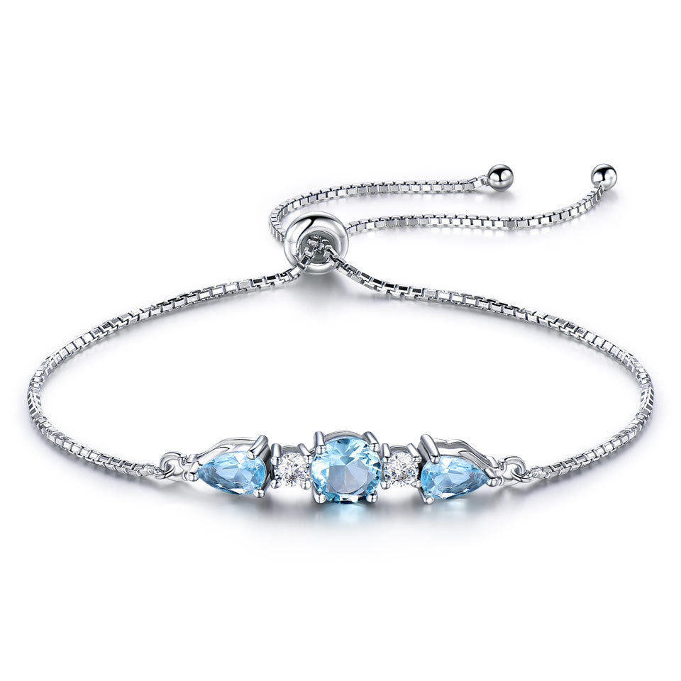 Adjustable sky blue topaz style tennis bracelet
