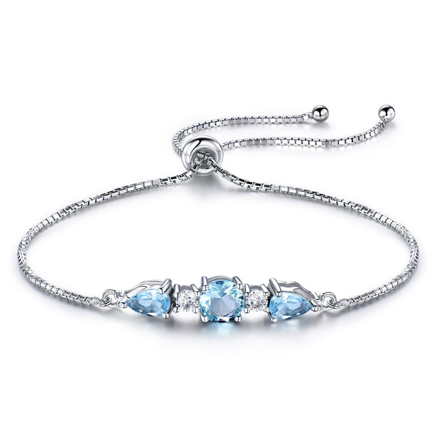 Adjustable sky blue topaz style tennis bracelet