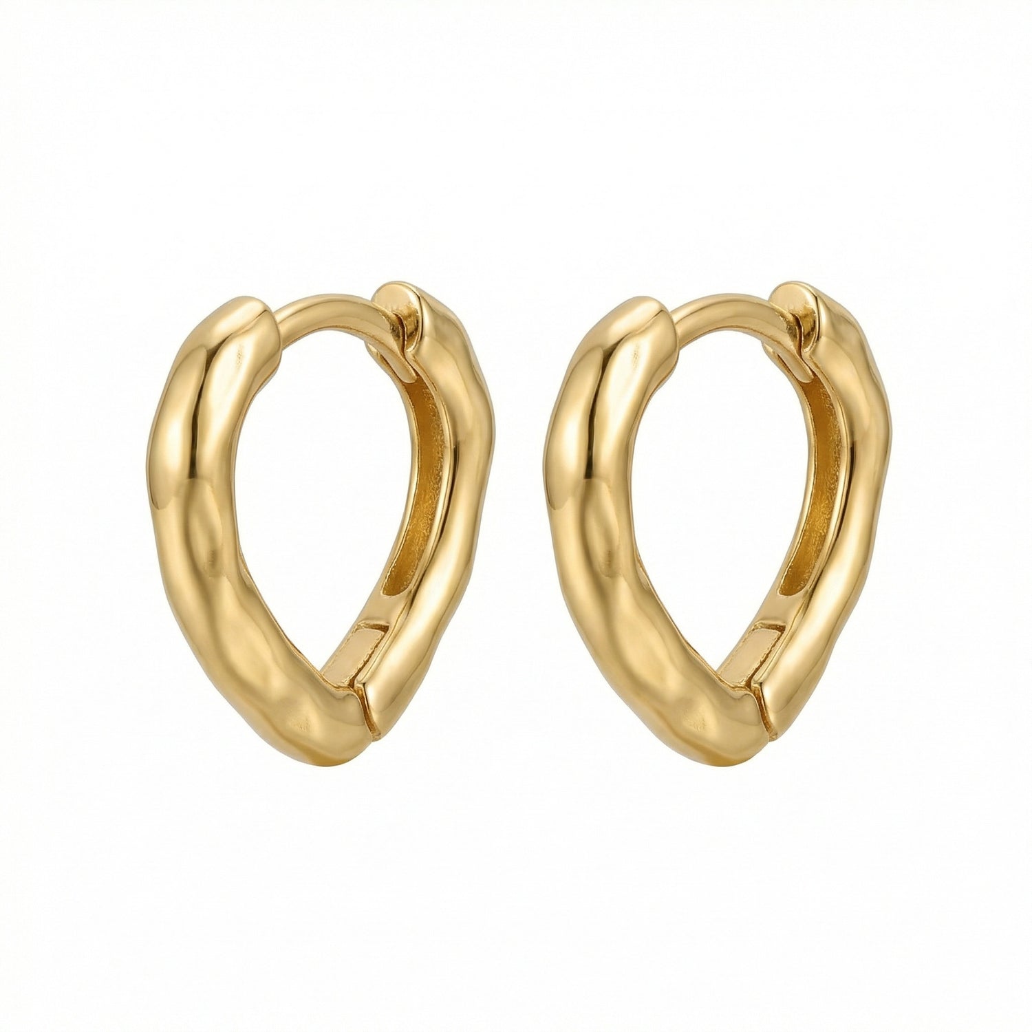 Organic molten texture sterling silver huggie earrings