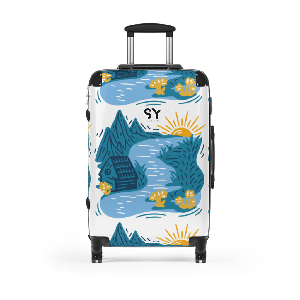 Colorful Adventure Suitcase with Scenic Design
