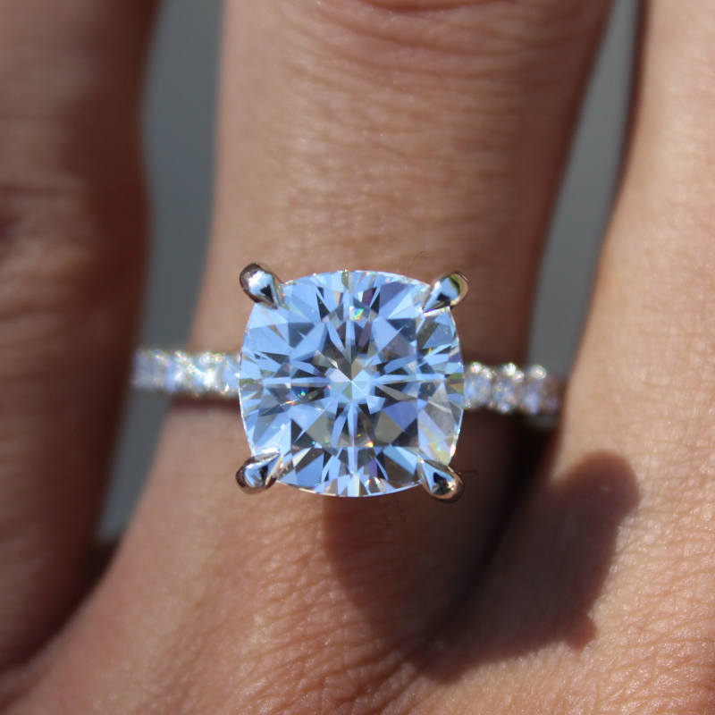 Princess cut white gold plated engagement ring